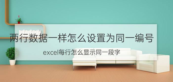 两行数据一样怎么设置为同一编号 excel每行怎么显示同一段字？